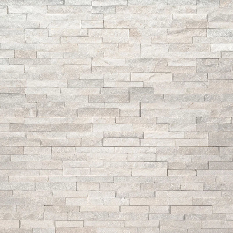 M Series Arctic White 4.5x16 Splitface Mini Stacked Quartzite Ledger Stone