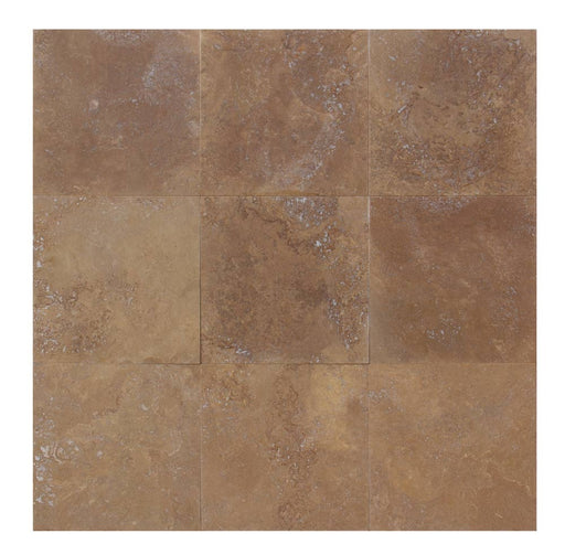 Close-up of Noce Toros Travertine Light /Noce 12 x 12 Mesh Mosaic, in Noce tones.
