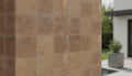 Close-up of Noce Toros Travertine Light /Noce 12 x 12 Mesh Mosaic, in Noce tones.