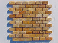 Close-up of Autumn Leaves Scabos Travertine Split Face 1 x 2 Mosaic, in Autumn tones.