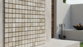 Close-up of Silver Travertine Tumbled 1 x 1 Square Mosaic, in Silver tones.