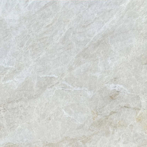 Madreperla polished quartzite slab with a pale pearl-gray surface and subtle natural veining.