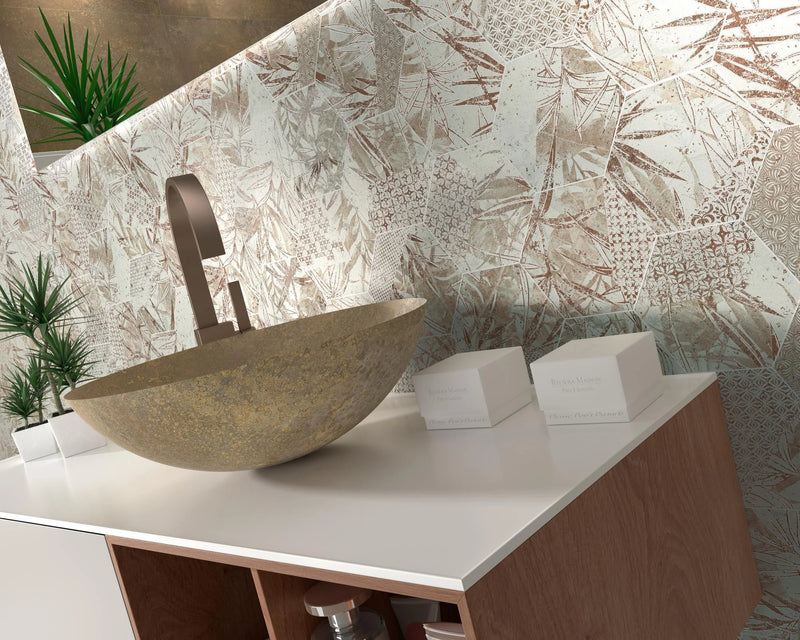 Magnet Tropic Copper/Frozen 5.9x6.7 Hexagon Matte Porcelain Tile