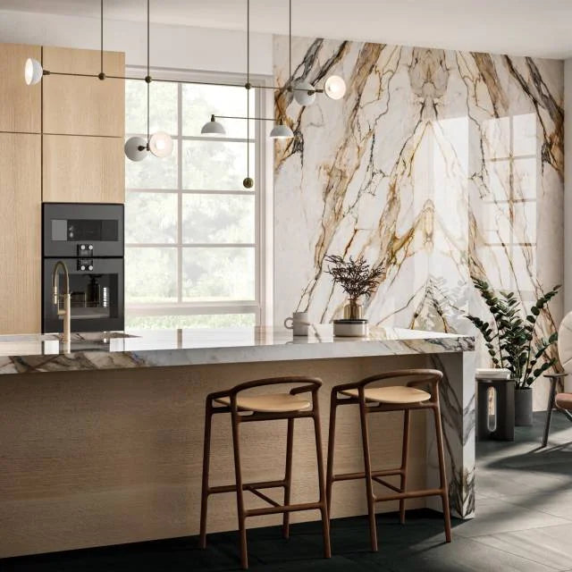 Magnifica Encore Calacatta Antique 12mm Polished Bookmatch Porcelain Slab