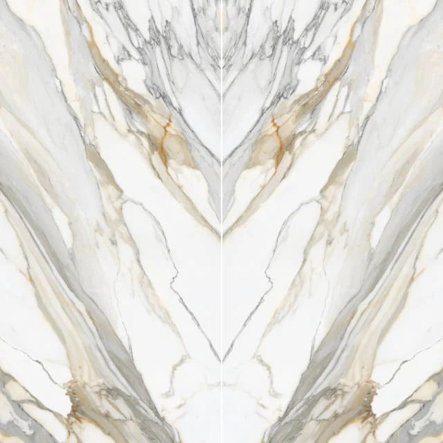 Magnifica Encore Calacatta Macchia Vecchia 126x60 Honed Bookmatch Porcelain Slab