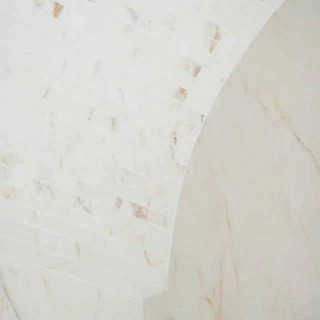 Magnifica ERA Calacatta Oro 12x12 Herringbone Honed Porcelain Mosaic Tile