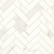 Magnifica ERA Calacatta Super White 12x12 8mm 1x4 Herringbone Honed Glass Mosaic