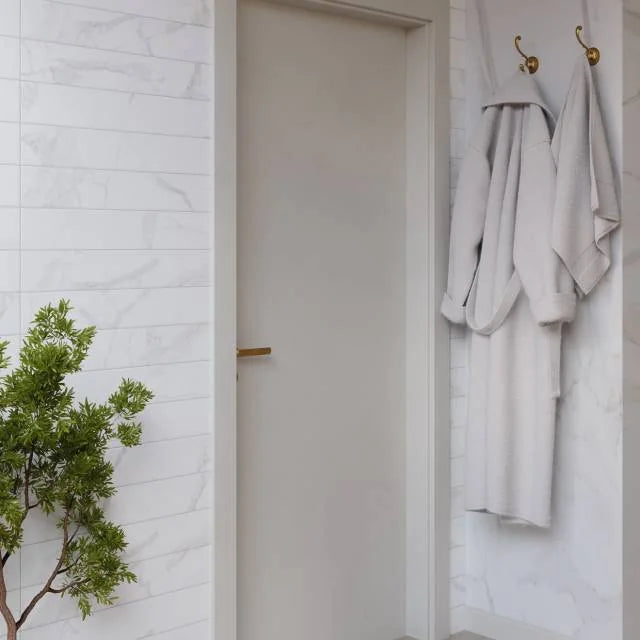 Magnifica ERA Calacatta Super White 24x4 8mm Honed Field Ceramic Tile