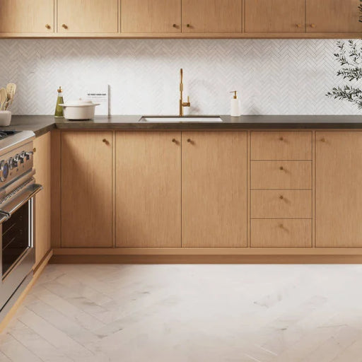 Magnifica ERA Luxe White 8mm 1x4 Herringbone Honed 12x12 Glass Mosaic