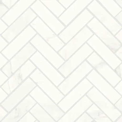 Magnifica ERA Luxe White 8mm 1x4 Herringbone Honed 12x12 Glass Mosaic