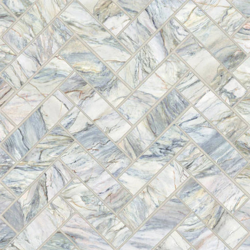 Magnifica Era Luxury Fusion 1x4 Herringbone Satin 12x12 Glass Mosaic