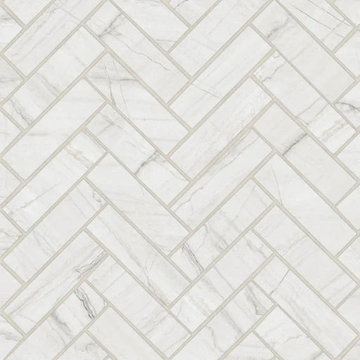 Magnifica Era Luxury Mont Blanc 1x4 Herringbone Satin Porcelain Mosaic