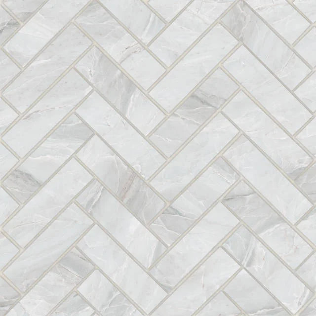 Magnifica ERA Pietra Bianca 12x12 8mm 1x4 Herringbone Honed Marble Mosaic
