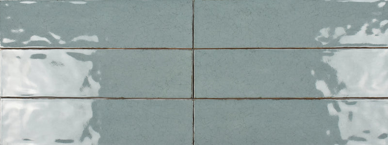 Maiolica Crackled Aqua 3x12 Bullnose Ceramic Wall Tile