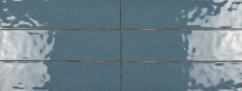 Maiolica Crackled Blue Steel 3x12 Bullnose Ceramic Wall Tile