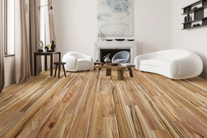 Maple Walnut 4-3/4xRL (12-48) Hand-Scraped Urethane Maple Wood Flooring