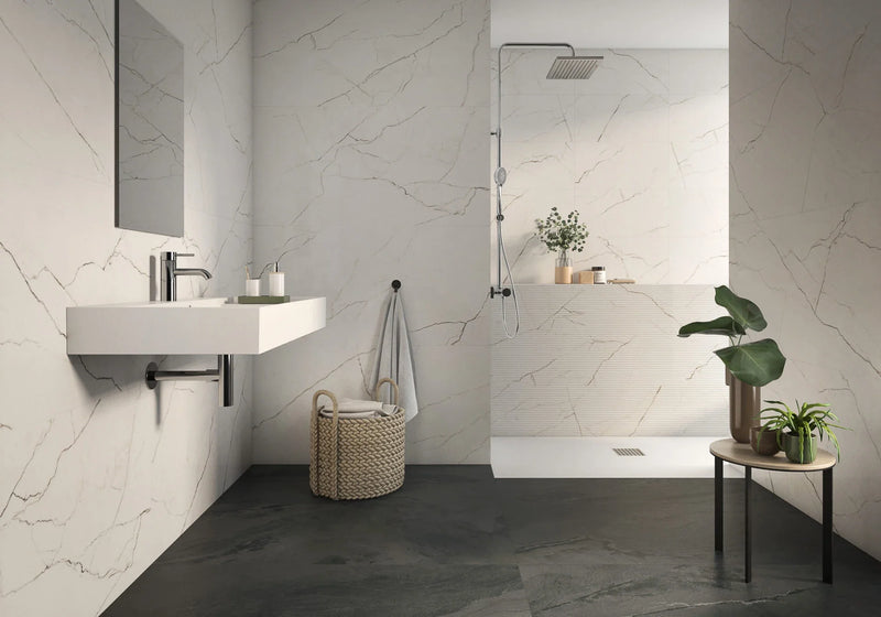 Marble Lincoln White 24x48 Glazed Porcelain Tile
