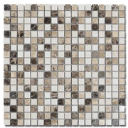 Veined Marble Mix 5/8x5/8 12x12 Sheet Natural Mosaic