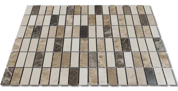 Mix 2x5/8 12x12 Natural Mixed Marble Mosaic