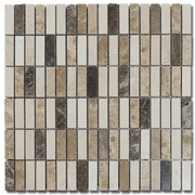 Mix 2x5/8 12x12 Natural Mixed Marble Mosaic