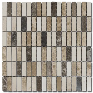 Mix 2x5/8 12x12 Natural Mixed Marble Mosaic