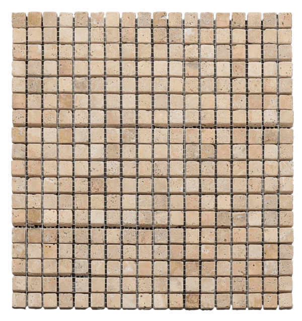 Yellow 5/8x5/8 12x12 Sheet Natural Travertine Mosaic