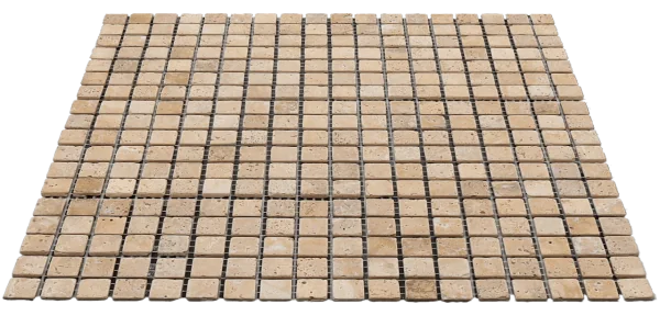 Yellow 5/8x5/8 12x12 Sheet Natural Travertine Mosaic