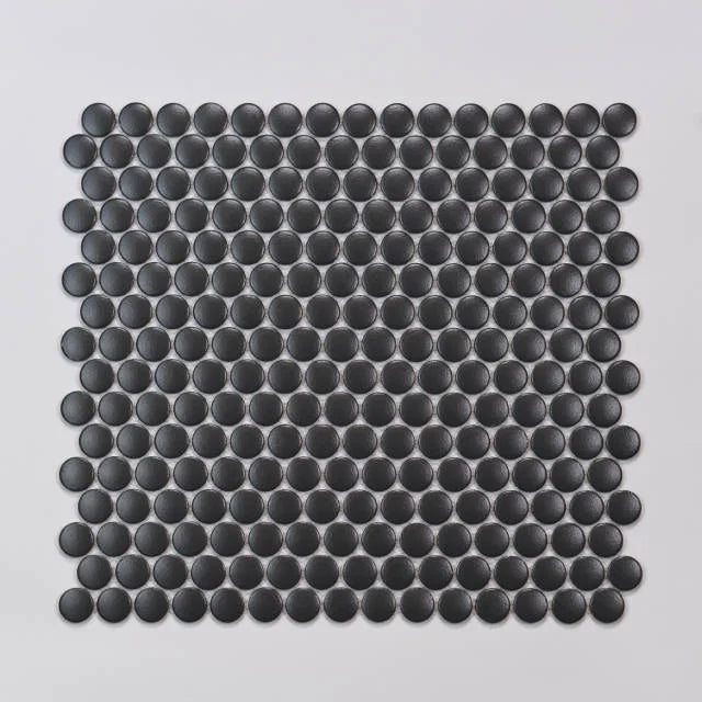 Marin Black Sea 12.5x11.5 3/4 inch Penny Matte Glass Mosaic