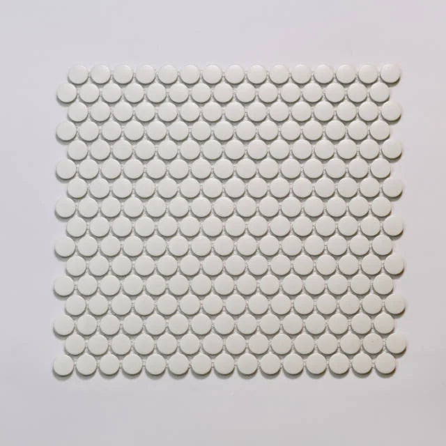 Marin Matte Pearl White 12.5x11.5 Penny Porcelain Mosaic