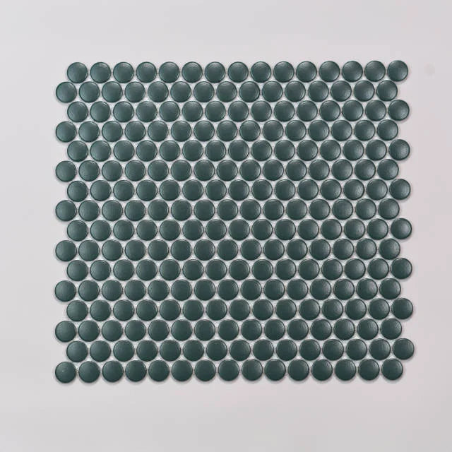 Marin Ocean Teal 12.5x11.5 Matte 3/4 inch Penny Glass Mosaic