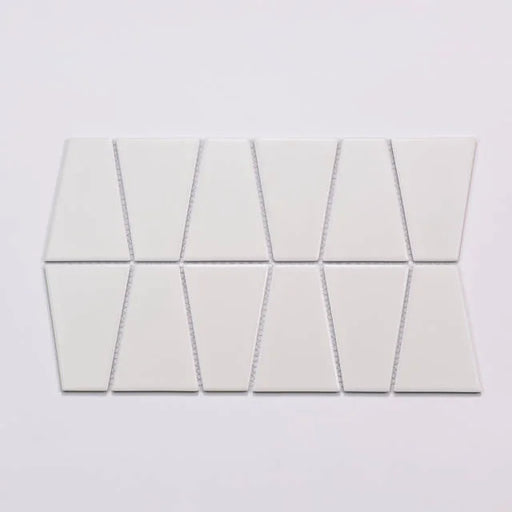 Marin Pearl White 13x8.25 Trapezoid Matte Glass Mosaic