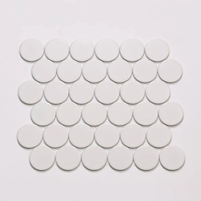 Marin Pearl White 2x2 Penny Matte 11.75x10.5 Porcelain Mosaic