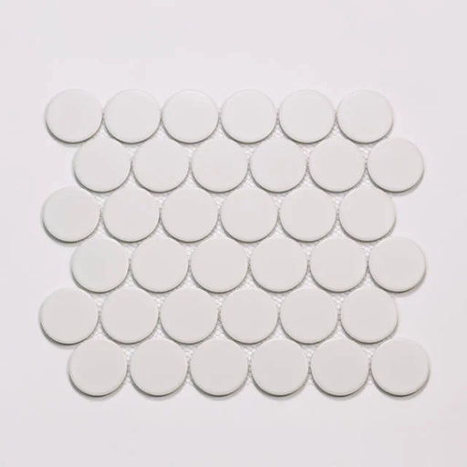 Marin Pearl White 2x2 Penny Matte 11.75x10.5 Porcelain Mosaic