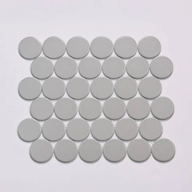 Marin Pebble Gray 2x2 11.75x10.5 Penny Matte Porcelain Mosaic