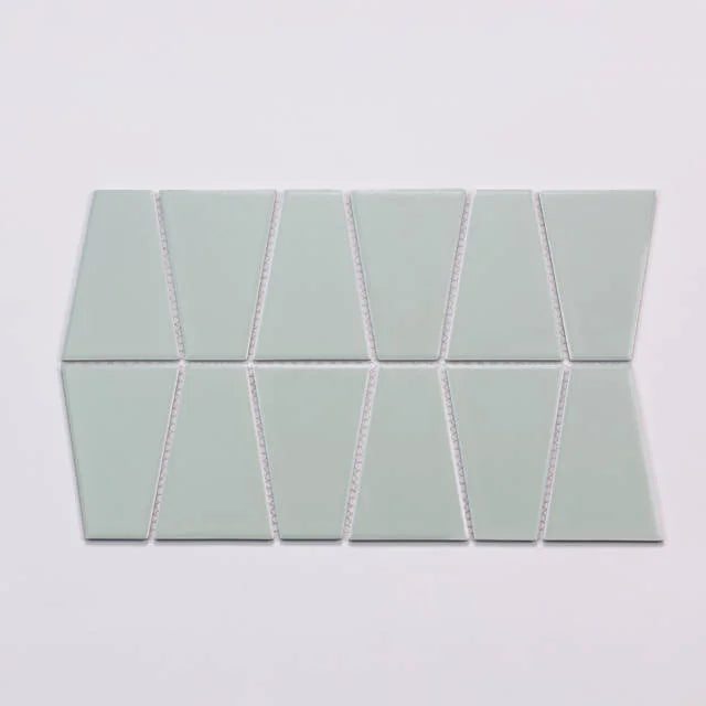 Marin Trapezoid Matte Aloe Green 13x8.25 Porcelain Mosaic