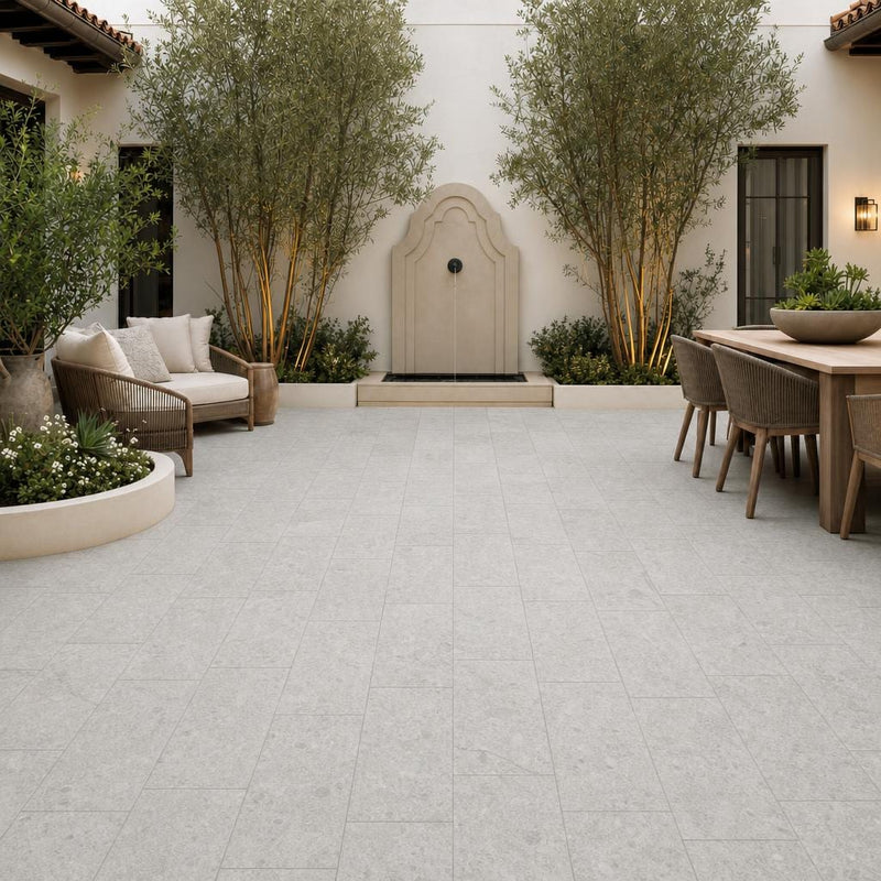 Marine Fantasy 12x24 Sandblasted Marble Paver — Courtyard paving