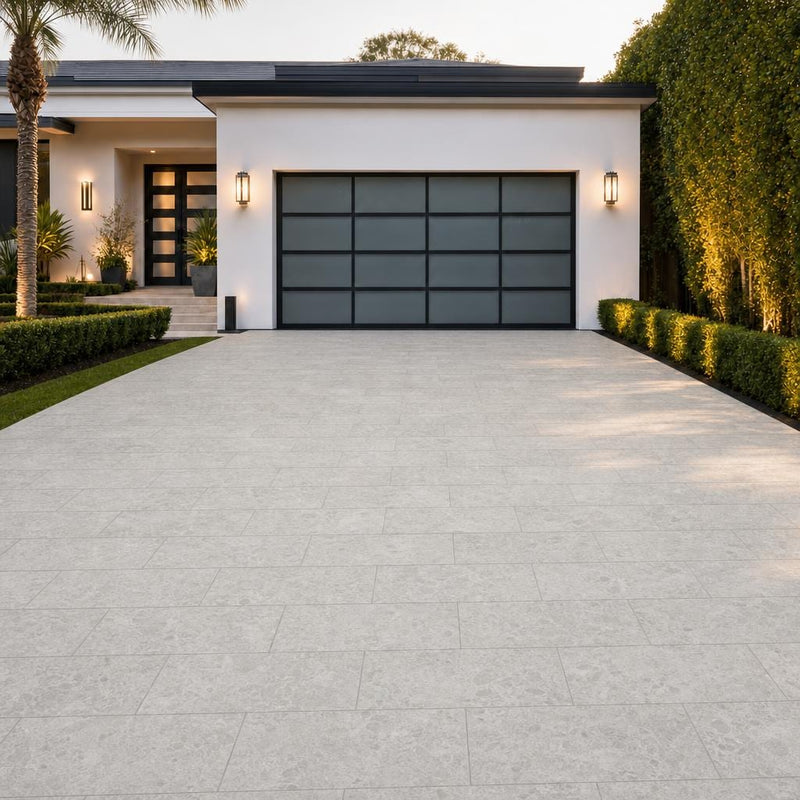 Marine Fantasy 12x24 Sandblasted Marble Paver — Front Yard driveway