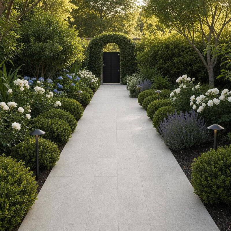 Marine Fantasy 12x24 Sandblasted Marble Paver — Garden path