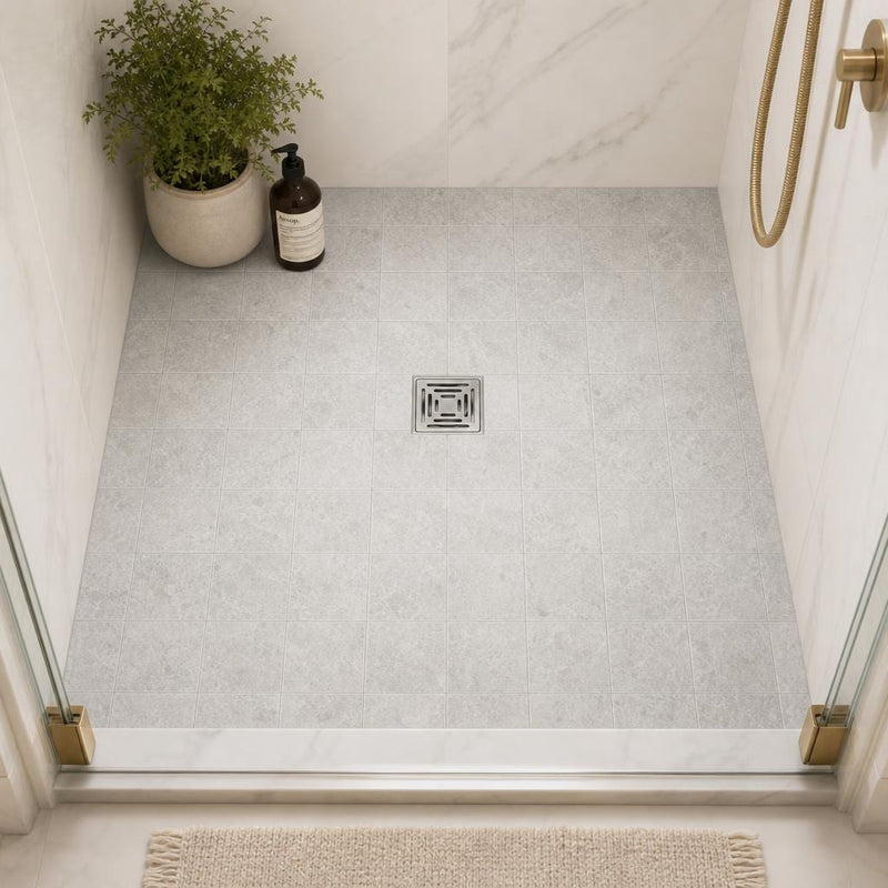 Marine Fantasy 6x6 Tumbled Marble Tile — Bathroom shower floor