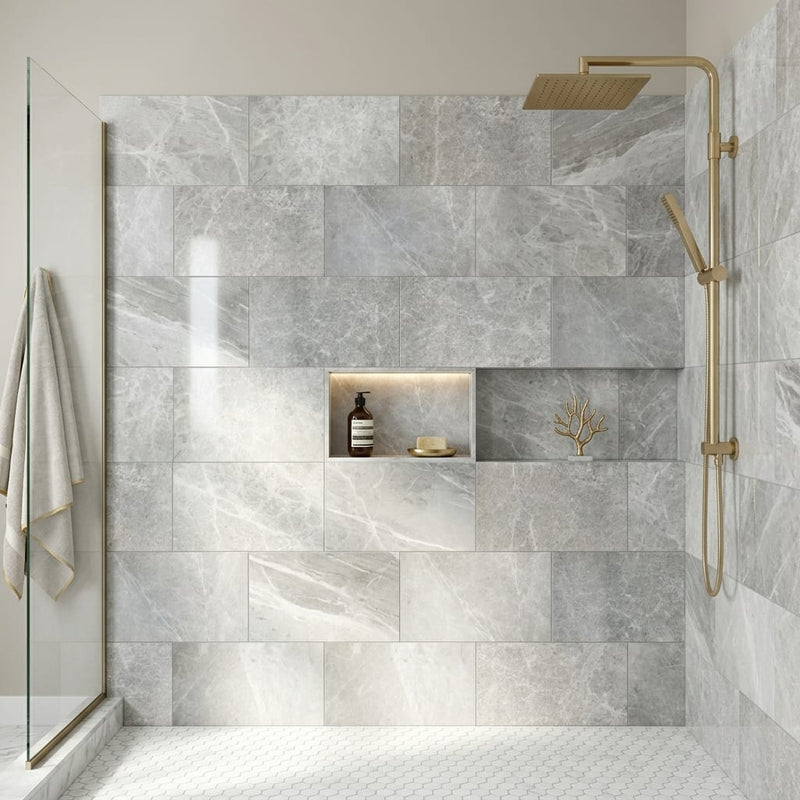 Marine Fantasy Marble Tile 12x24 Polished — Bathroom shower wall