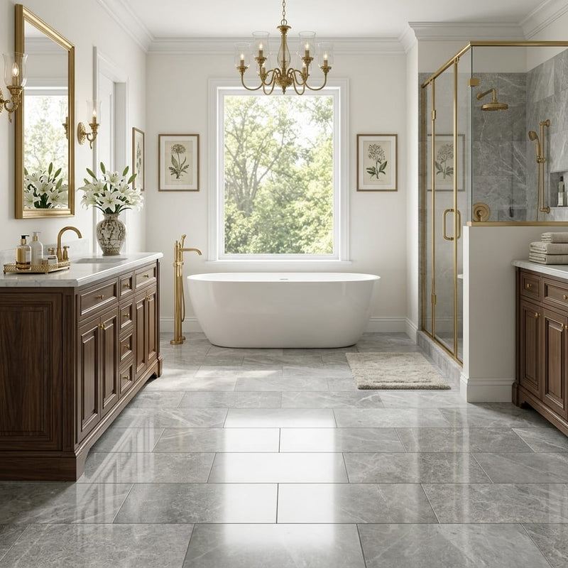 Marine Fantasy Marble Tile 12x24 Polished — Primary Bath floor