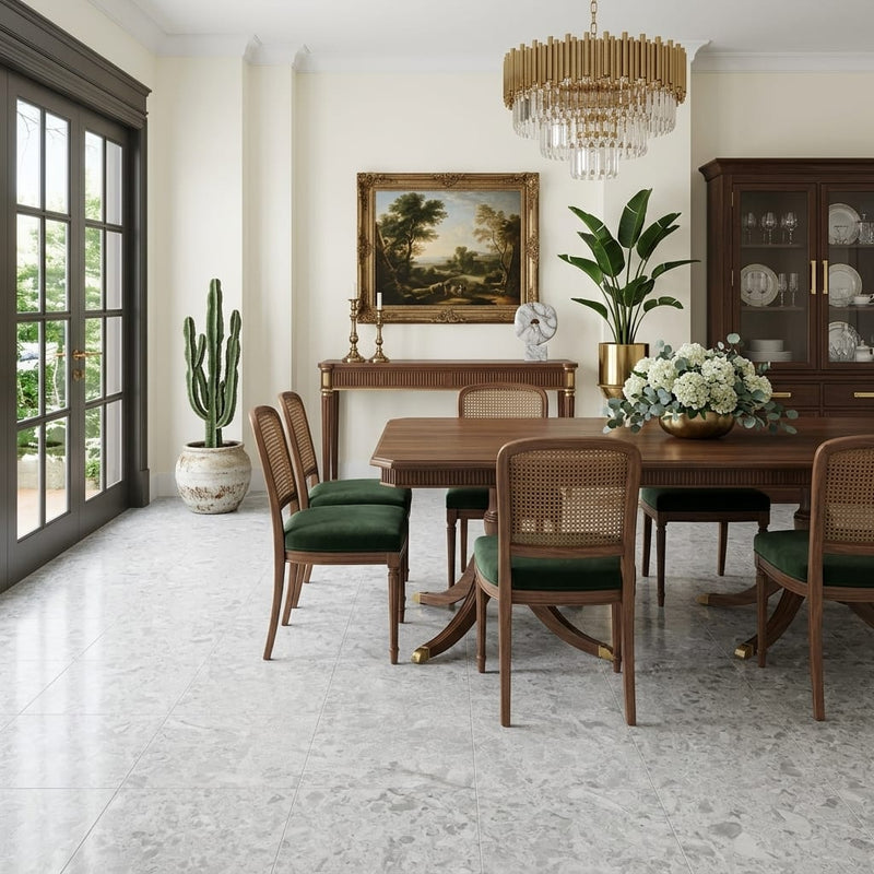 Marine Fantasy Marble Tile 18x18 Honed — Living Room floor