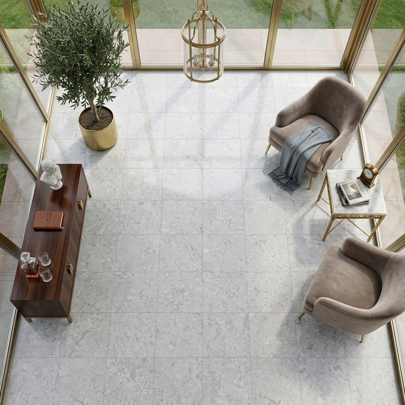 Marine Fantasy Marble Tile 18x18 Honed — Sunroom floor