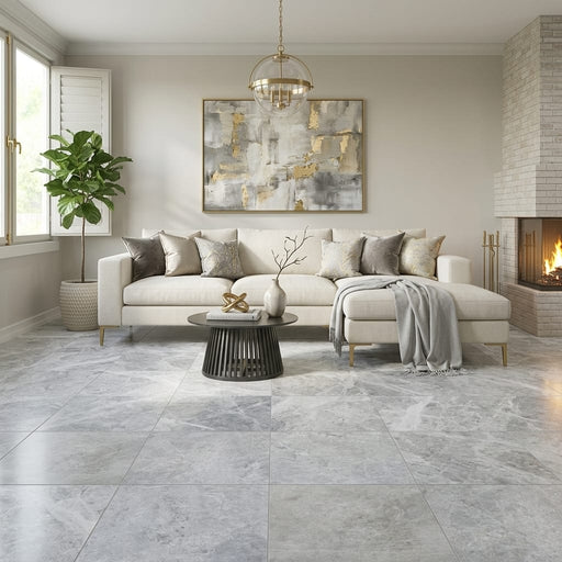 Marine Fantasy Marble Tile 24x24 Honed — Living Room floor