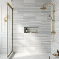 Marmara White Marble Tile 12x24 Honed — Bathroom shower wall