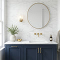 Marmo Bianco 12x24 Matte Marble Tile — Bathroom vanity wall