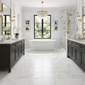 Marmo Bianco 12x24 Matte Marble Tile — Primary Bath floor
