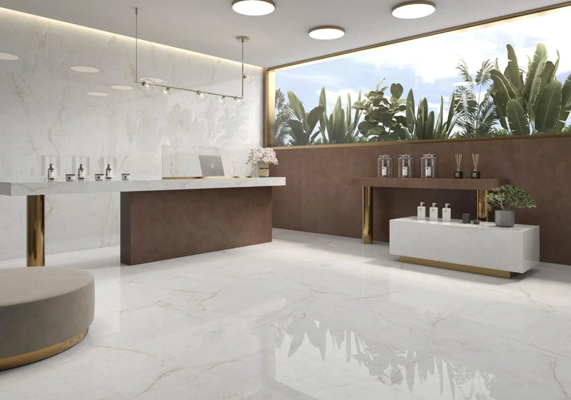 Marmoles Series Crystal White 24x48 Matte Marble Look Porcelain Tile