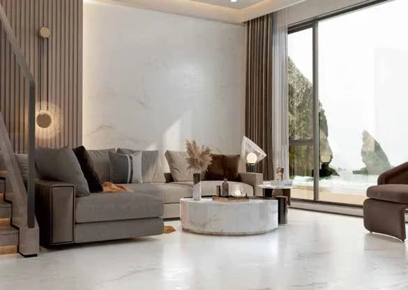 Marmoles Series Crystal White 24x48 Matte Marble Look Porcelain Tile