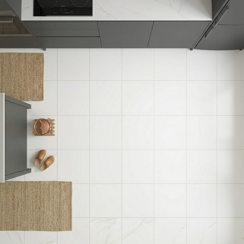 Marvel Calacatta Apuano 24x24 Matte Porcelain Tile — Kitchen floor